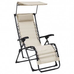 Salokāms pludmales krēsls, krēmkrāsas tekstilēns