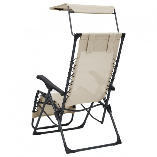 Salokāms pludmales krēsls, krēmkrāsas tekstilēns