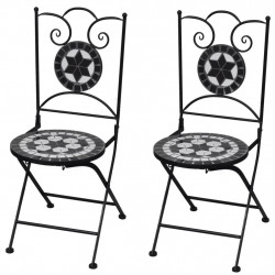 Saliekami bistro krēsli, 2 gab., keramika, melni un balti