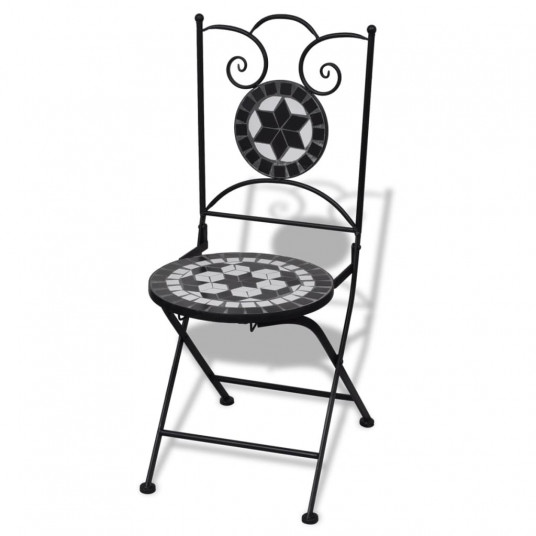 Saliekami bistro krēsli, 2 gab., keramika, melni un balti