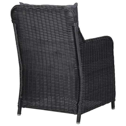 Dārza krēsli, 2 gab., ar matračiem, PE rotangpalma, melni
