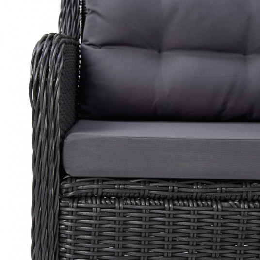 Dārza krēsli, 2 gab., ar matračiem, PE rotangpalma, melni