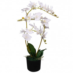 Mākslīgais augs, orhideja ar podiņu, 65 cm, balta