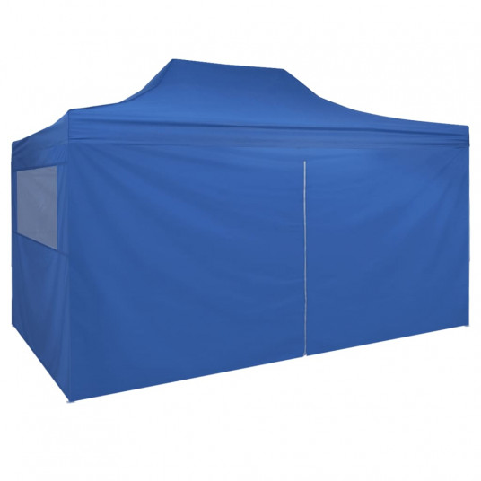 Saliekama telts, 3x4,5 m, 4 sānu sienas, ātri uzstādāma, zila