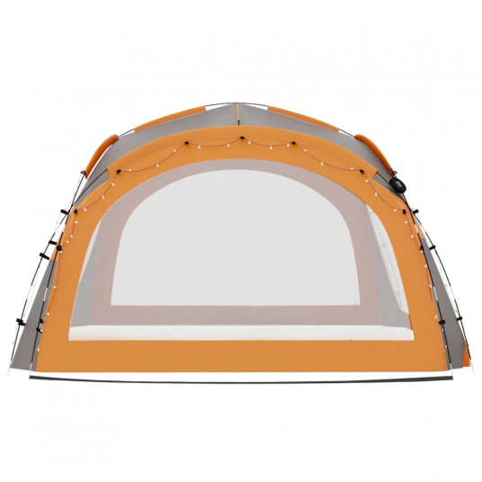 Svinību telts ar LED un 4 sānu sienām, 3,6x3,6x2,3 m, pelēka