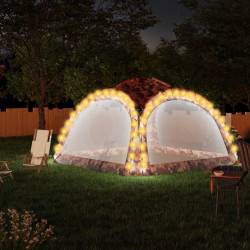Svinību telts ar LED un 4 sānu sienām, 3,6x3,6x2,3 m, kamuflāža