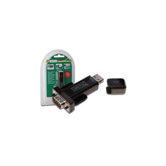 Digitus USB — seriālais adapteris, USB 2.0 : D-Sub 9 Male, USB 2.0