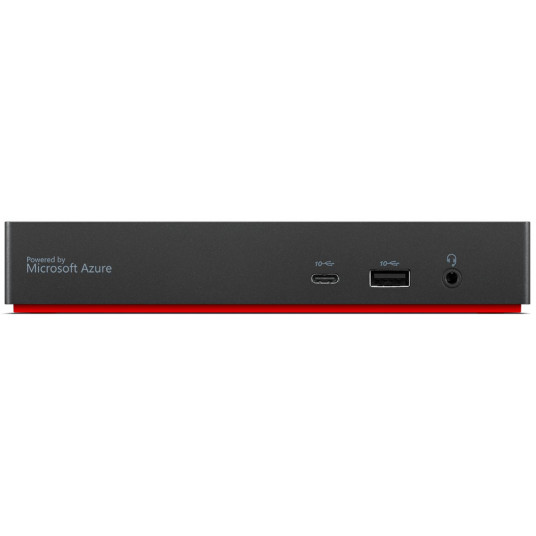 Lenovo ThinkPad Universal USB-C Smart Dock, ko darbina Microsoft Azure Sphere (Maksimālais displeju skaits: 3/Maksimālā izšķirtspēja: 4K/60Hz/Atbalsti: 2x4K/60Hz/1xEthernet LAN (RJ-45)/2xDP 1.4/1xHDMI 2.1/3xUSB vienmēr ieslēgts)/2xUSB 2.0/1xThunderbolt 3 