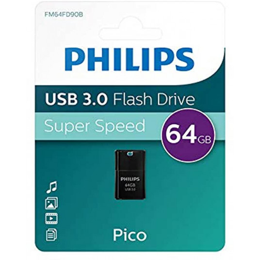 Philips USB 3.0 64GB Pico Edition melns