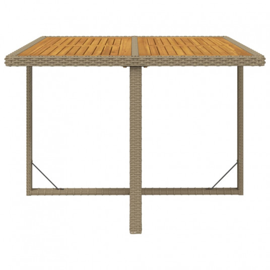 Dārza galds, bēšs, 109x107x74 cm, PE rotangpalma, akācijas koks