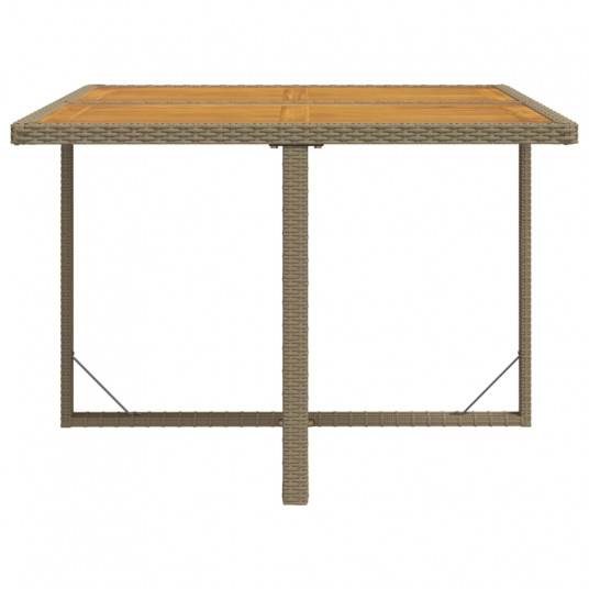 Dārza galds, bēšs, 109x107x74 cm, PE rotangpalma, akācijas koks