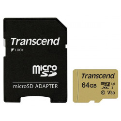 MEMORY MICRO SDXC 64GB W/ADAPT/UHS-I TS64GUSD500S TRANSCEND