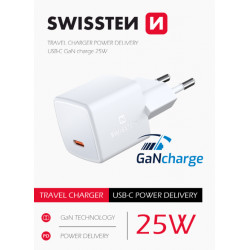 Swissten GaN Mini ceļojumu lādētājs USB-C 25W PD