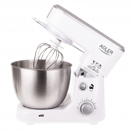 Adler AD 4216 Virtuves kombains, 1000 W, Bļodas tilpums 4 L, Ātrumu skaits 6, Balts