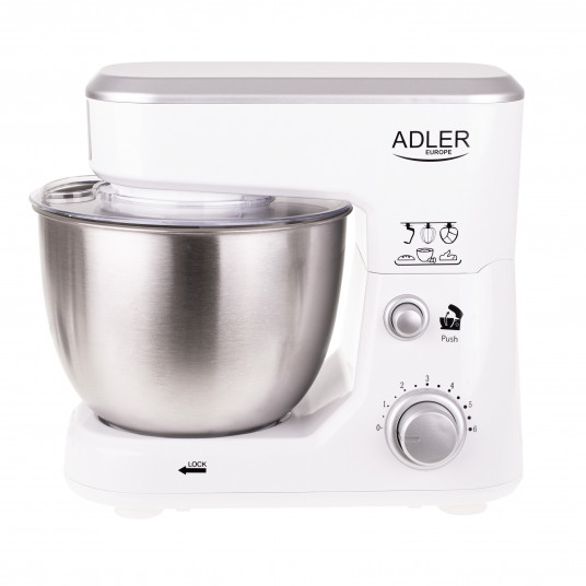 Adler AD 4216 Virtuves kombains, 1000 W, Bļodas tilpums 4 L, Ātrumu skaits 6, Balts