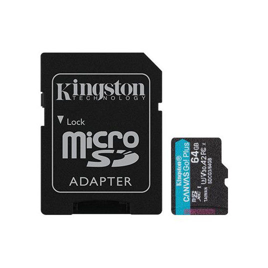 KINGSTON 64GB UHS-I microSD Memory Card with SD Adapter (Class 10)