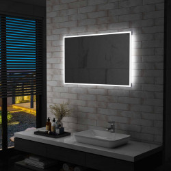 Vannasistabas sienas spogulis ar LED apgaismojumu, 100x60 cm