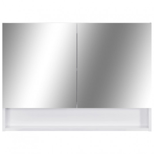 Vannasistabas skapītis ar spoguli un LED, 80x15x60cm, balts MDF