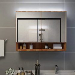 Vannasistabas skapītis ar spoguli un LED, 80x15x60cm, MDF