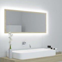 Vannasistabas spogulis, LED, ozolkoka krāsā, 100x8,5x37 cm