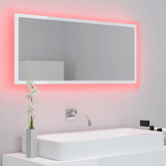 Vannasistabas spogulis, LED, spīdīgi balts, 100x8,5x37cm