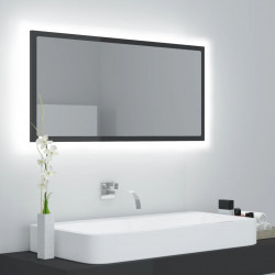 Vannasistabas spogulis, LED, spīdīgi pelēks, 90x8,5x37 cm