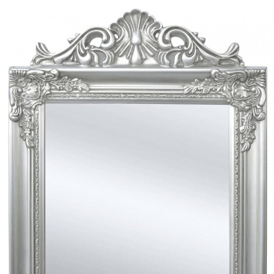 Baroka stila grīdas spogulis, 160x40 cm, sudraba krāsā