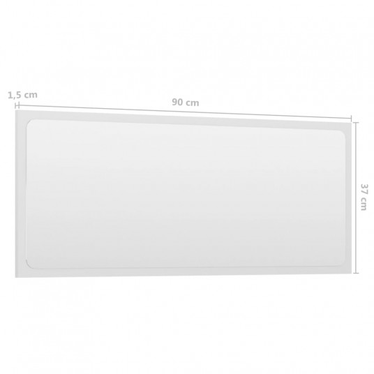 Vannasistabas spogulis, spīdīgi balts, 90x1,5x37 cm