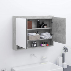 Vannasistabas skapītis ar spoguli, 80x15x60cm, betonpelēks, MDF