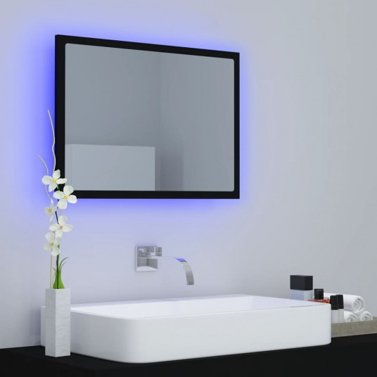 Vannasistabas spogulis, LED, melns, 60x8,5x37 cm