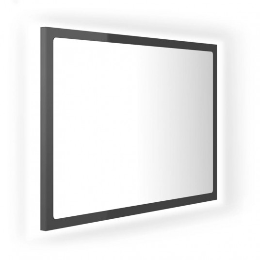Vannasistabas spogulis, LED, spīdīgi pelēks, 60x8,5x37 cm