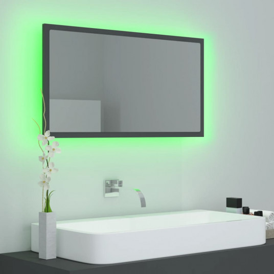 Vannasistabas spogulis ar LED, pelēks, 80x8,5x37 cm
