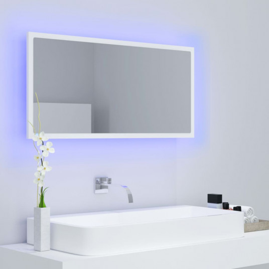 Vannasistabas spogulis, LED, balts, 90x8,5x37 cm