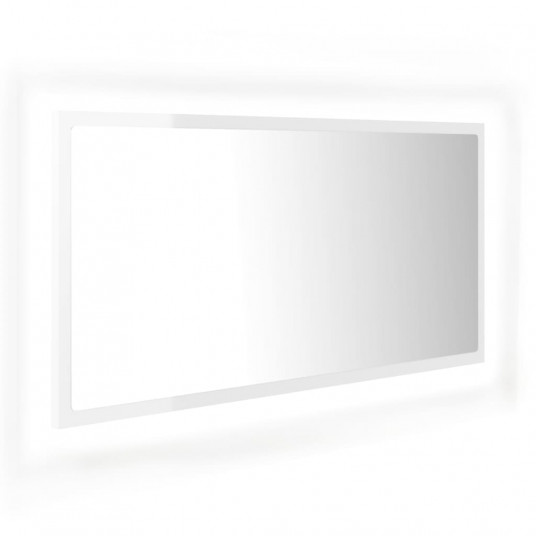 Vannasistabas spogulis, LED, spīdīgi balts, 90x8,5x37 cm
