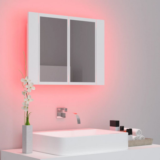 Vannasistabas spoguļskapītis ar LED, balts, 60x12x45 cm