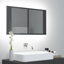 Vannasistabas spoguļskapītis ar LED, pelēks, 80x12x45 cm