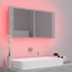 Vannasistabas spoguļskapītis ar LED, betona pelēks, 90x12x45 cm