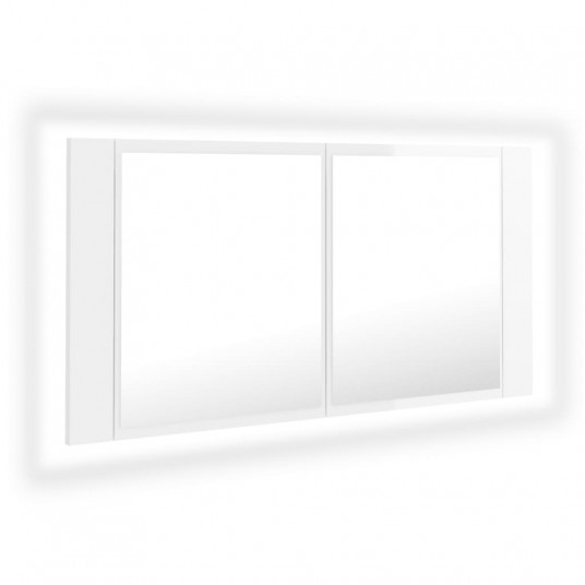 Vannasistabas spoguļskapītis ar LED, balts, 90x12x45 cm