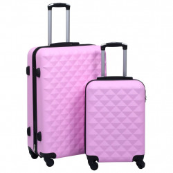 Cieto koferu komplekts, 2 gab., ABS, rozā