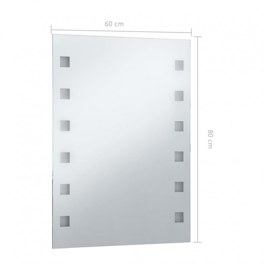 Vannasistabas sienas spogulis ar LED apgaismojumu, 60x80 cm