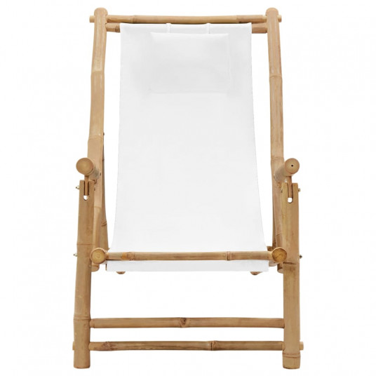 Pludmales krēsls, bambuss un krēmbalts audekls
