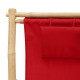 Pludmales krēsls, bambuss un sarkans audekls