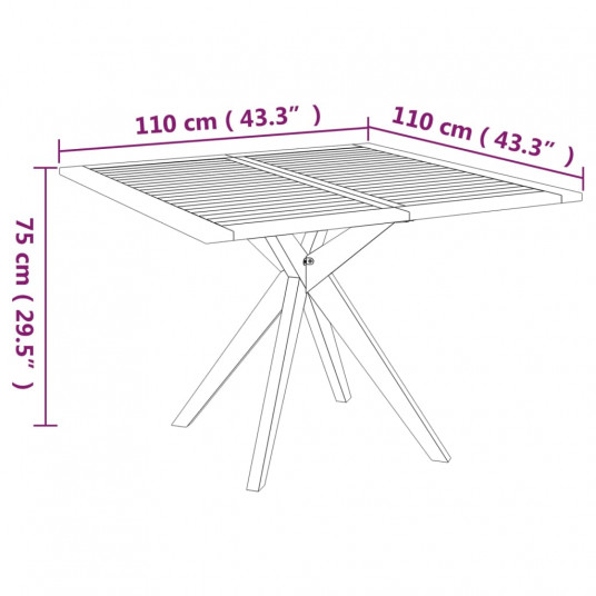 Dārza galds, 110x110x75 cm, akācijas masīvkoks
