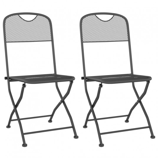 Saliekami dārza krēsli, 2 gab., metāla siets, antracītpelēki