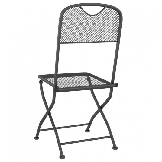 Saliekami dārza krēsli, 2 gab., metāla siets, antracītpelēki