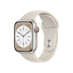 Viedais Pulkstenis Apple Watch Series 8 GPS, 41mm LTE Starlight Aluminium Case with Starlight Sport Band - Regular MNHY3UL/A