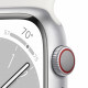 Viedais Pulkstenis Apple Watch Series 8 GPS, 45mm LTE Silver Aluminium Case with White Sport Band - Regular MP4J3UL/A