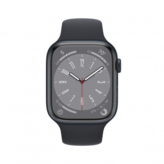 Viedais Pulkstenis Apple Watch Series 8 GPS, 45mm Midnight Aluminium Case with Midnight Sport Band - Regular MNP13UL/A