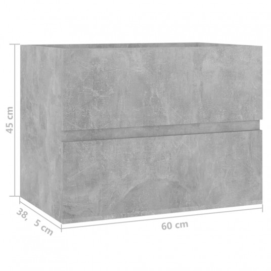 Izlietnes skapītis, betona pelēks, 60x38,5x45 cm, skaidu plātne