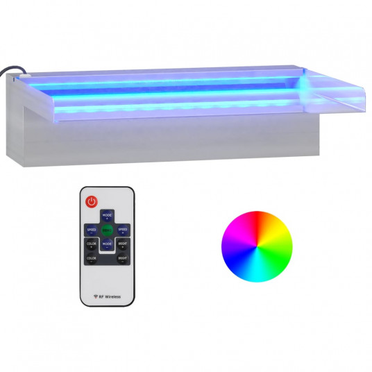 ūdenskritums ar RGB LED gaismām, nerūsējošs tērauds, 30 cm